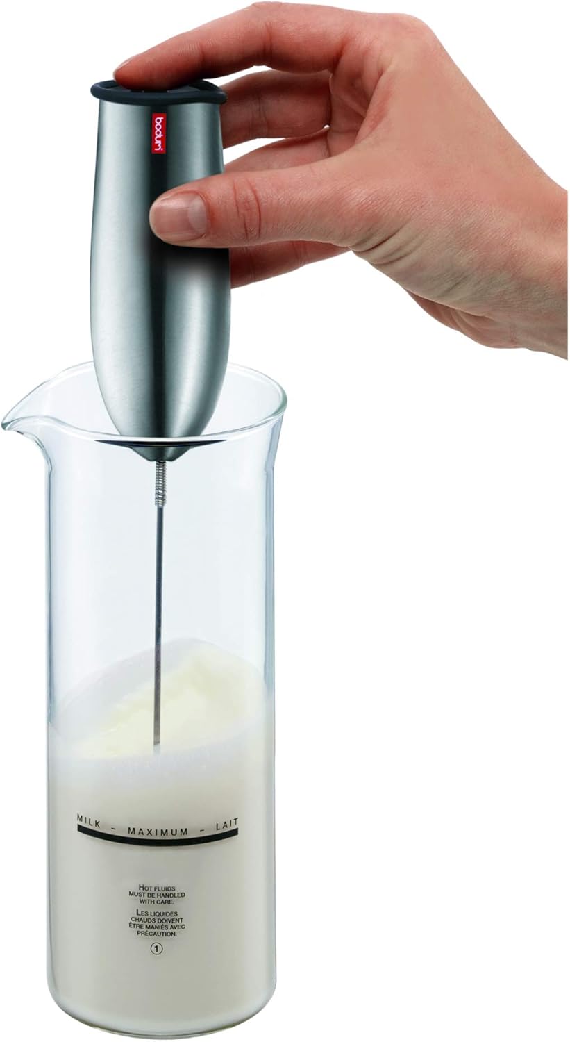 Espumador de leche eléctrico Bodum Schiuma: espumador de mano de acero inoxidable
