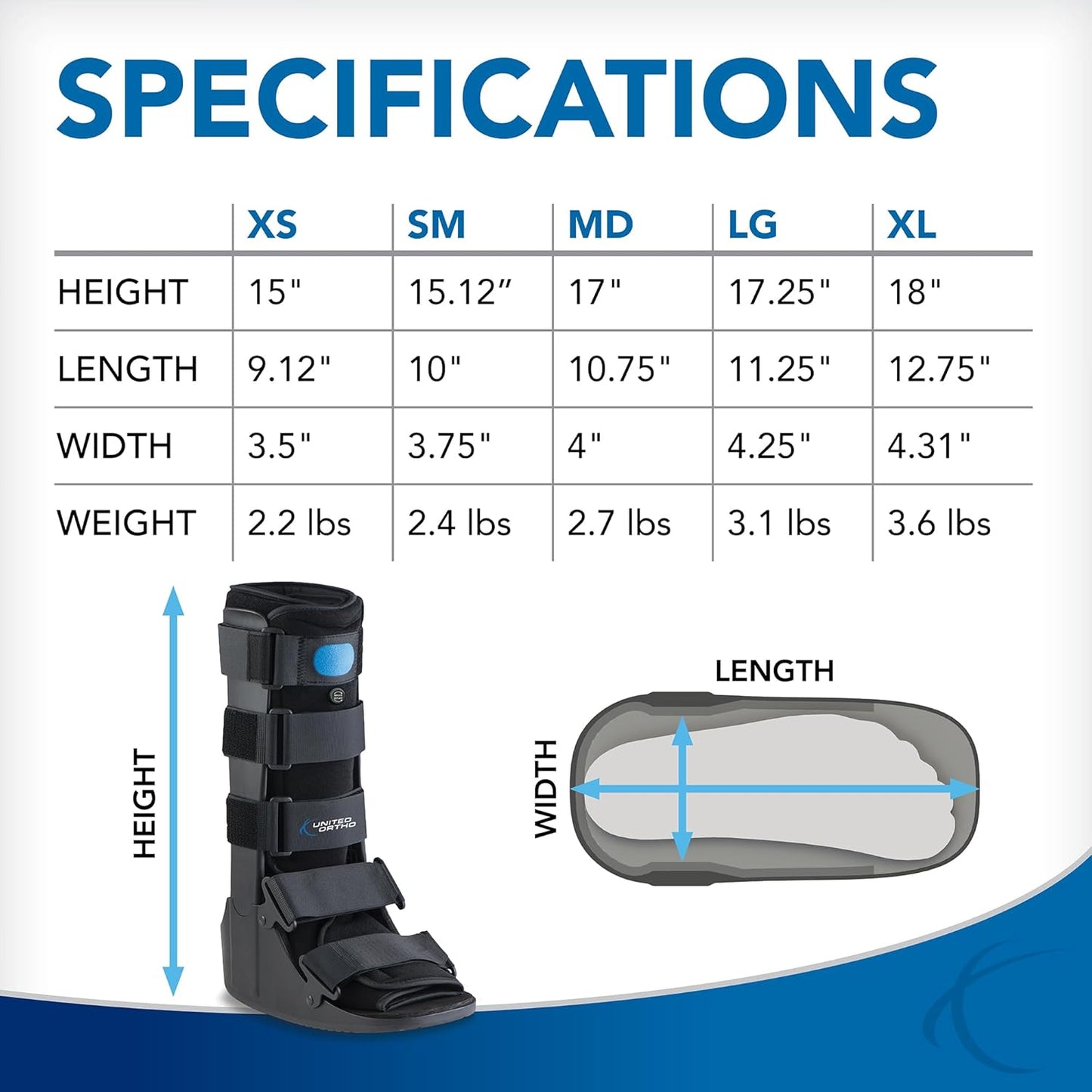 United Ortho Air Cam Walker Fracture Boot, Black