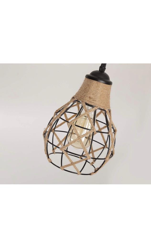 Lámpara colgante rústica de hilo - Diseño de jaula tejida