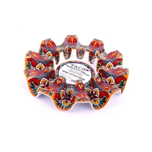 Vibrant Melamine Taco Holder Tray – Hand-Painted Fiesta-Style Design (Holds 10 Tacos)