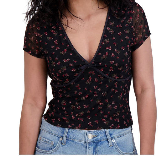 Aeropostale Women's Mesh V-Neck Crop Top